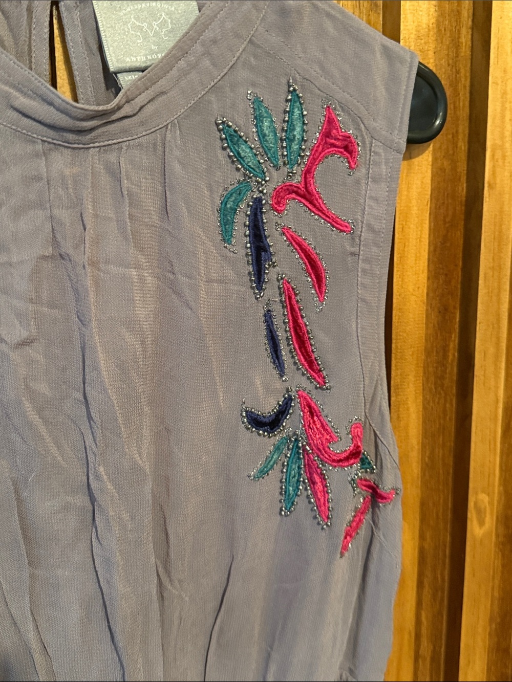 Anthropologie Amy Velvet Patchwork Beaded Midi Dress. 8 - Picture 5 of 8